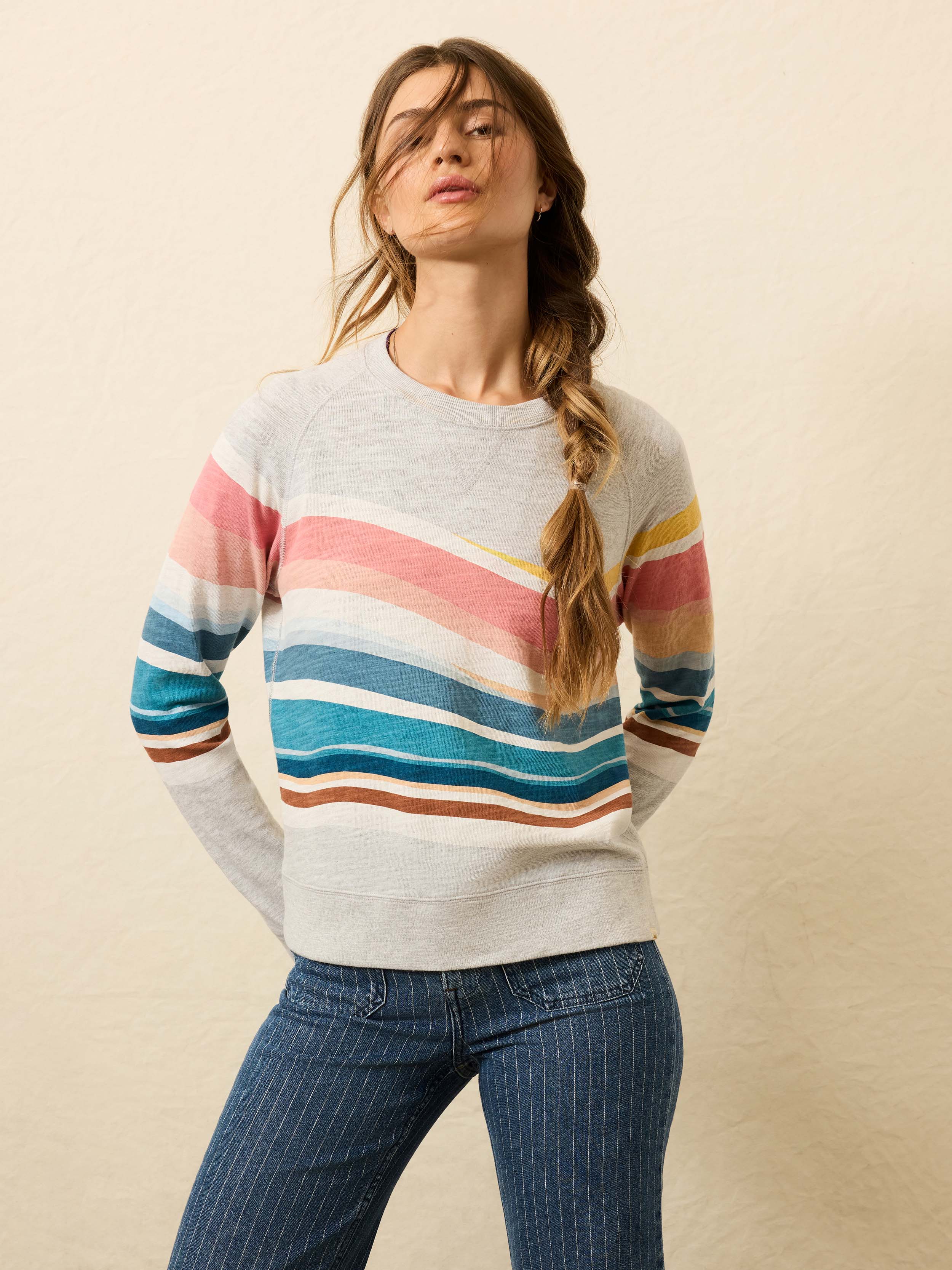 Sunwashed Slub Crewneck - Soleil Waves