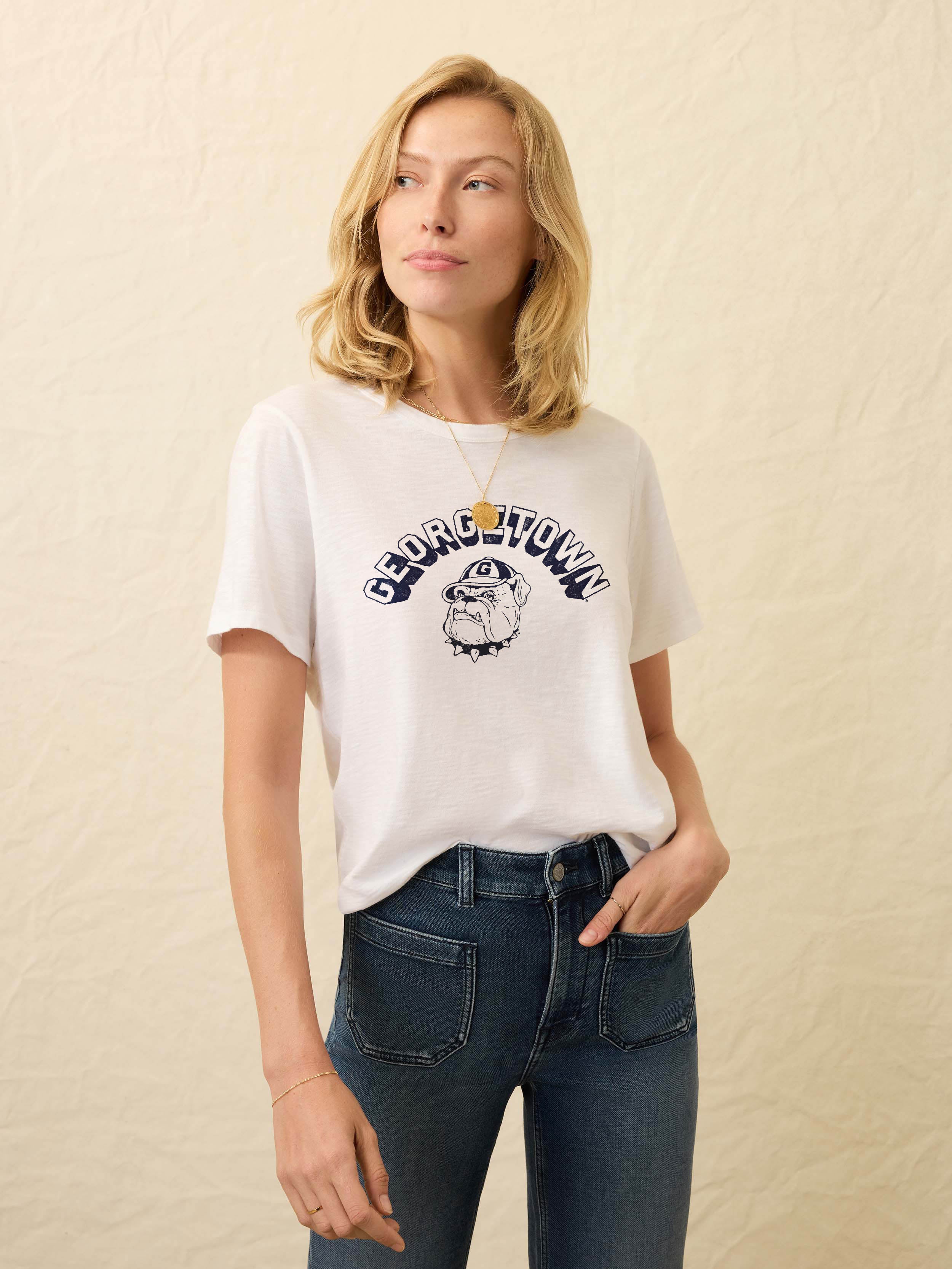 Georgetown Sunwashed Essential Tee - White | Faherty Brand
