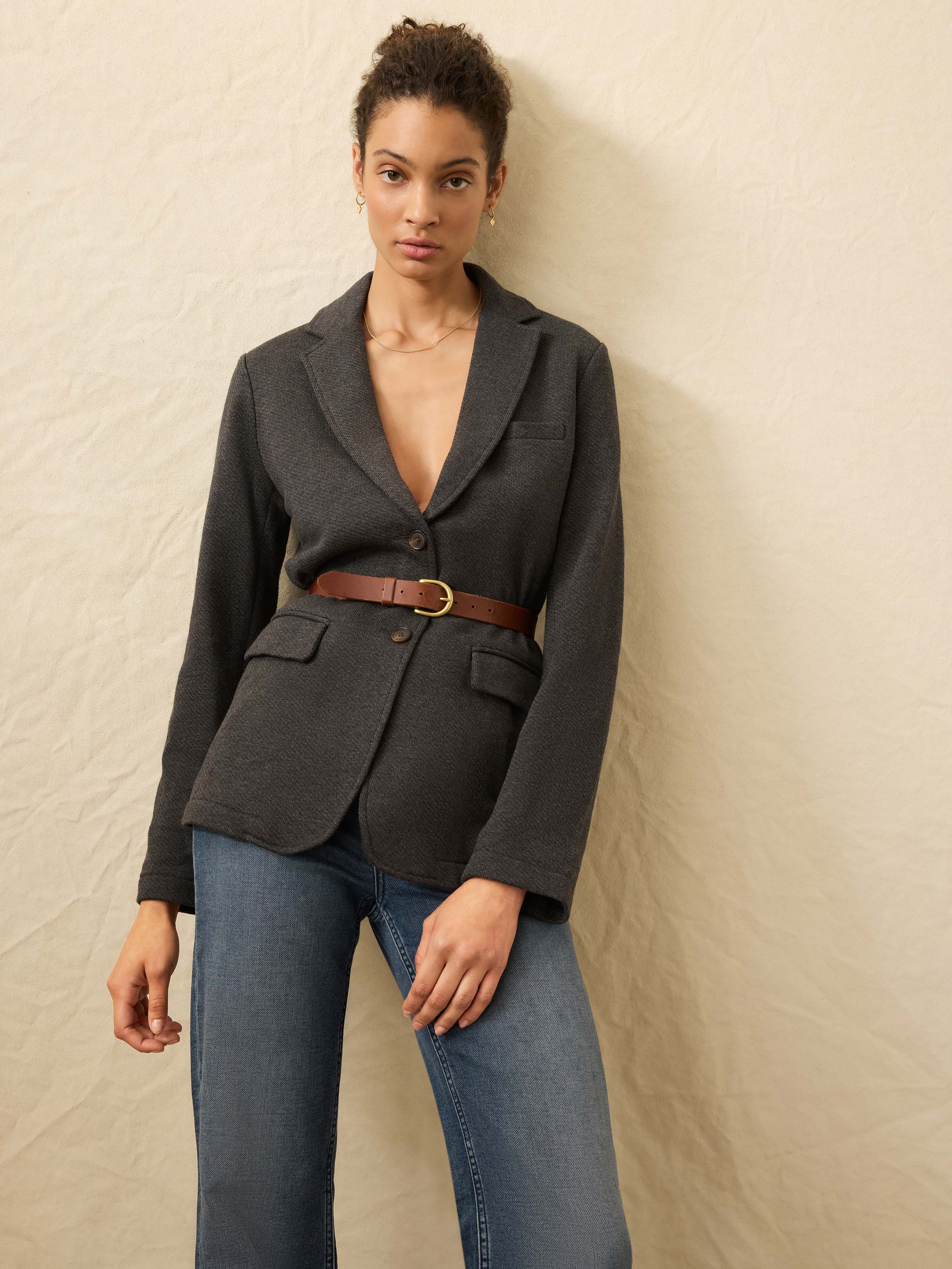 Inlet Knit Blazer - Black Sky Melange