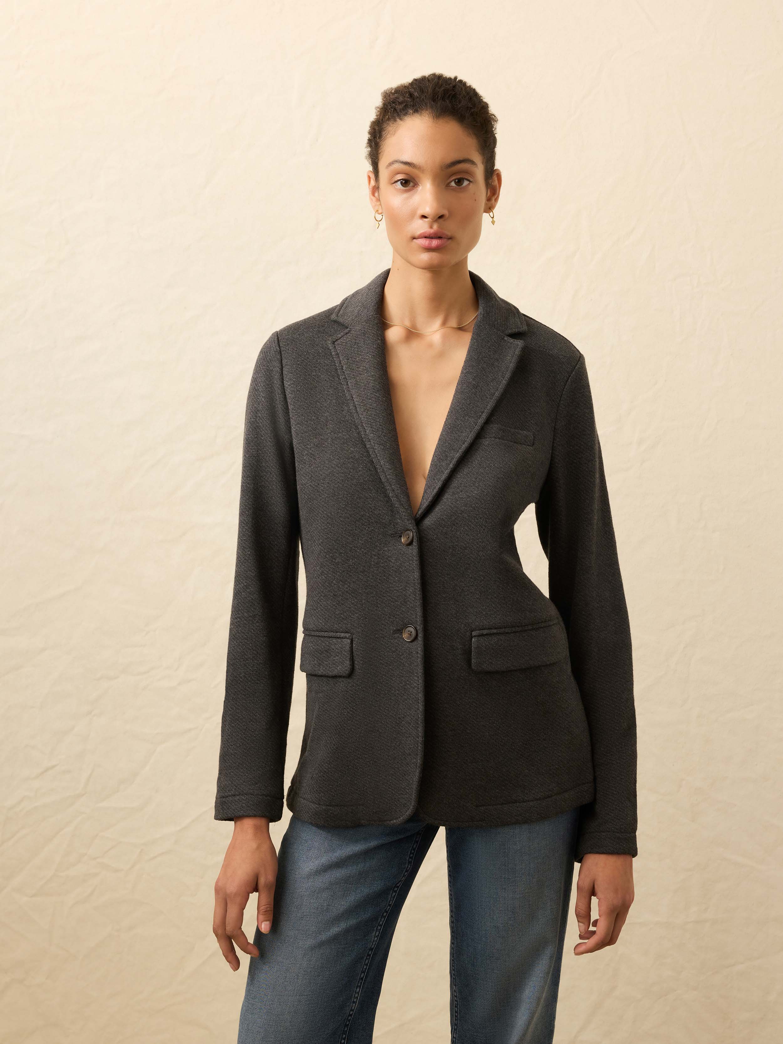 Inlet Knit Blazer - Black Sky Melange