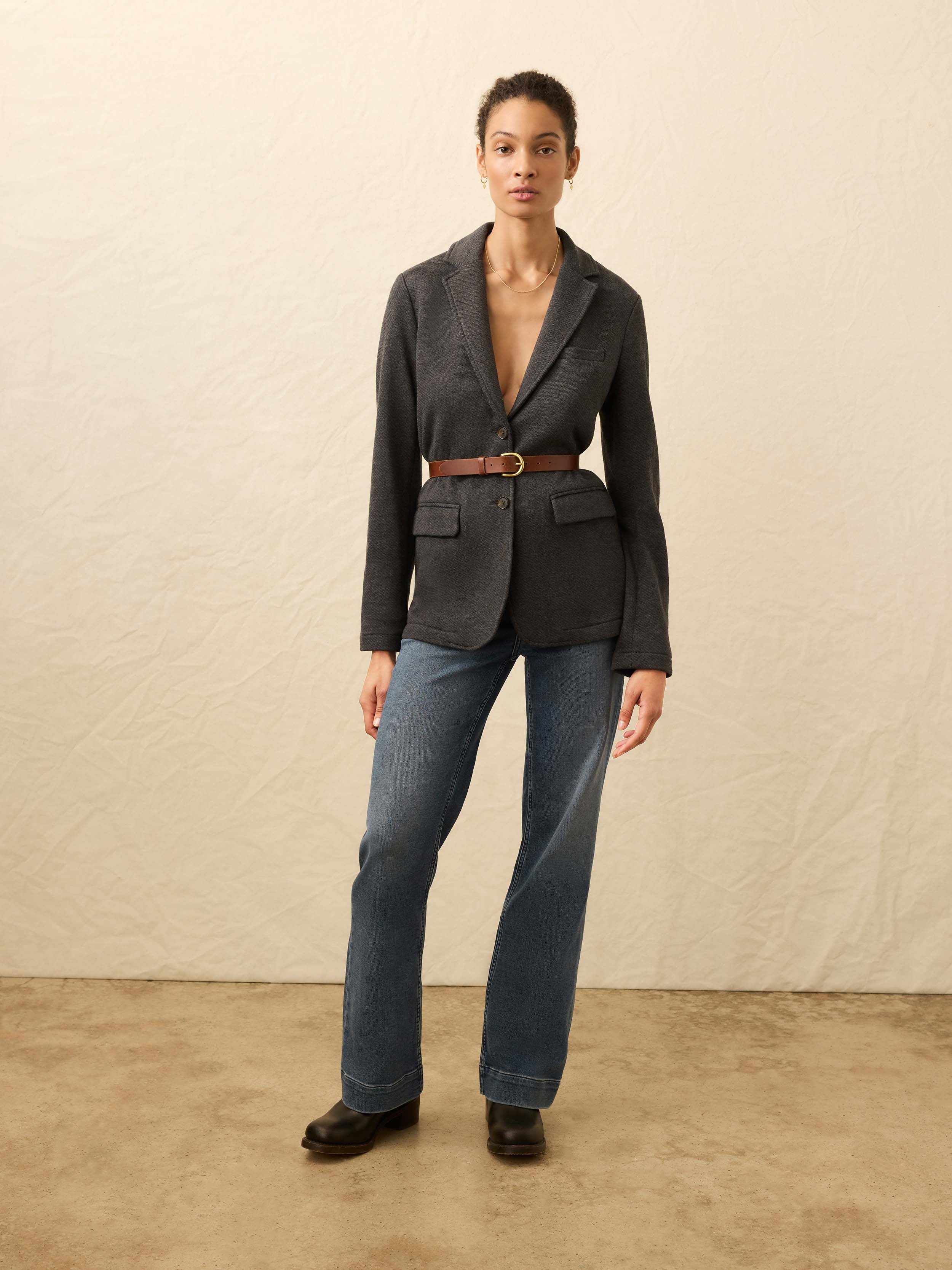 Inlet Knit Blazer - Black Sky Melange