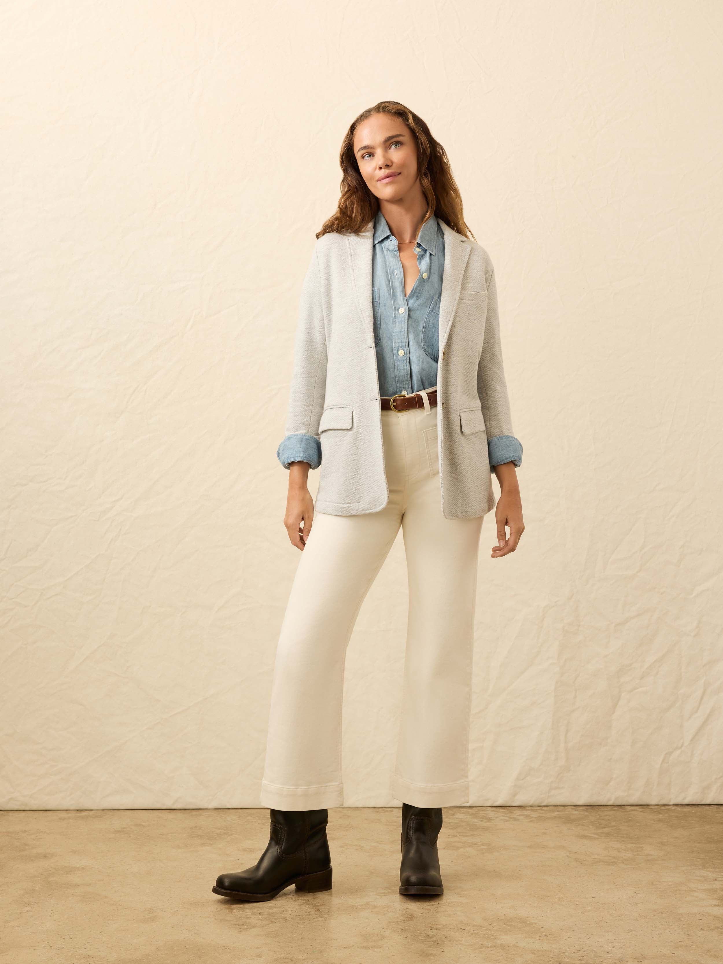 (取寄) ファリティ レディース インレット ブレーザー Faherty women Inlet Blazer Heather Grey Inlet Knit Blazer - Heather Grey | Faherty Brand