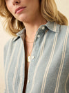 Nazare Flannel Relaxed Shirt - Blue Cove Stripe