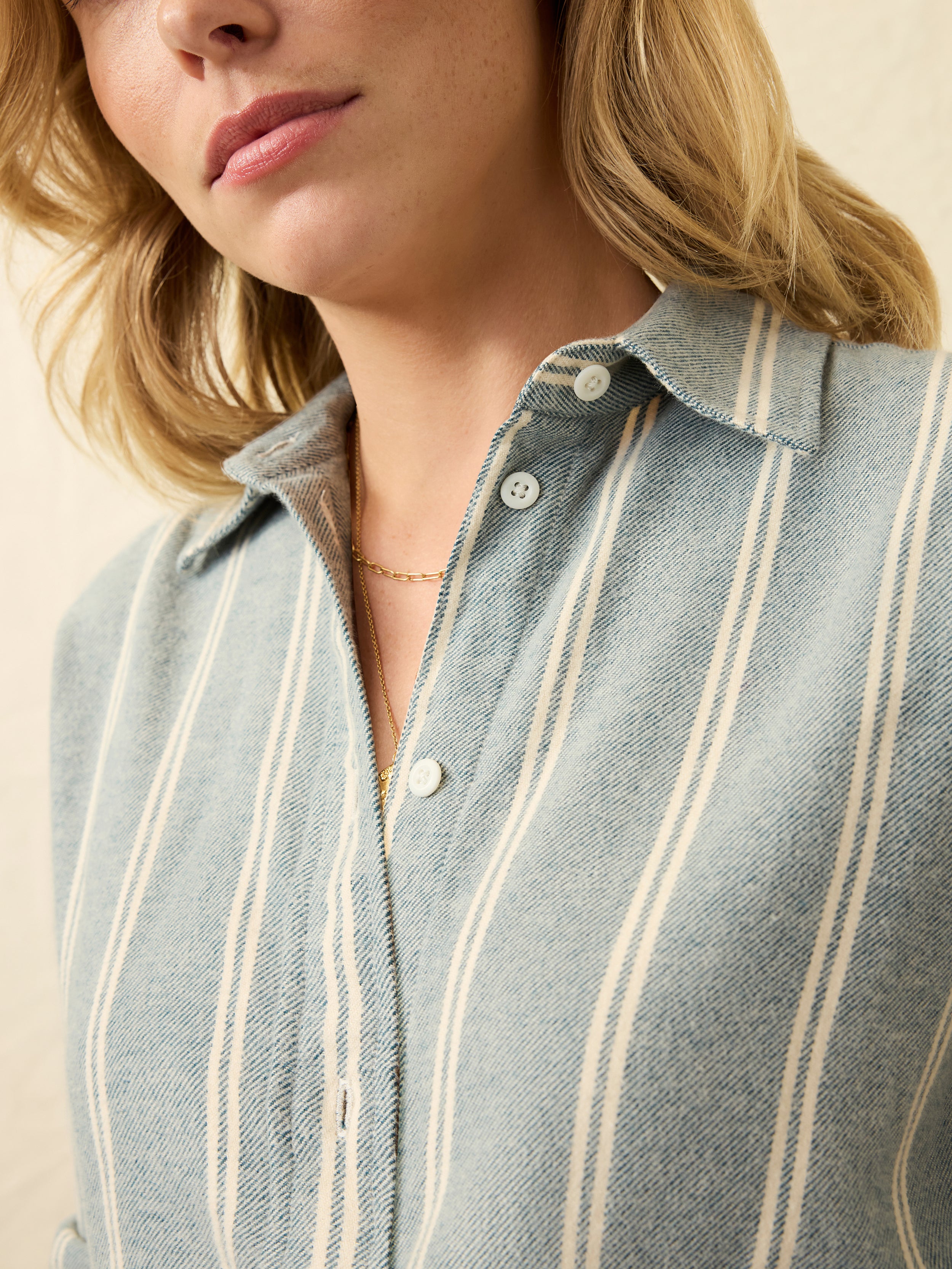 Heirloom Portuguese Flannel Relaxed Shirt - Blue Cove Stripe
