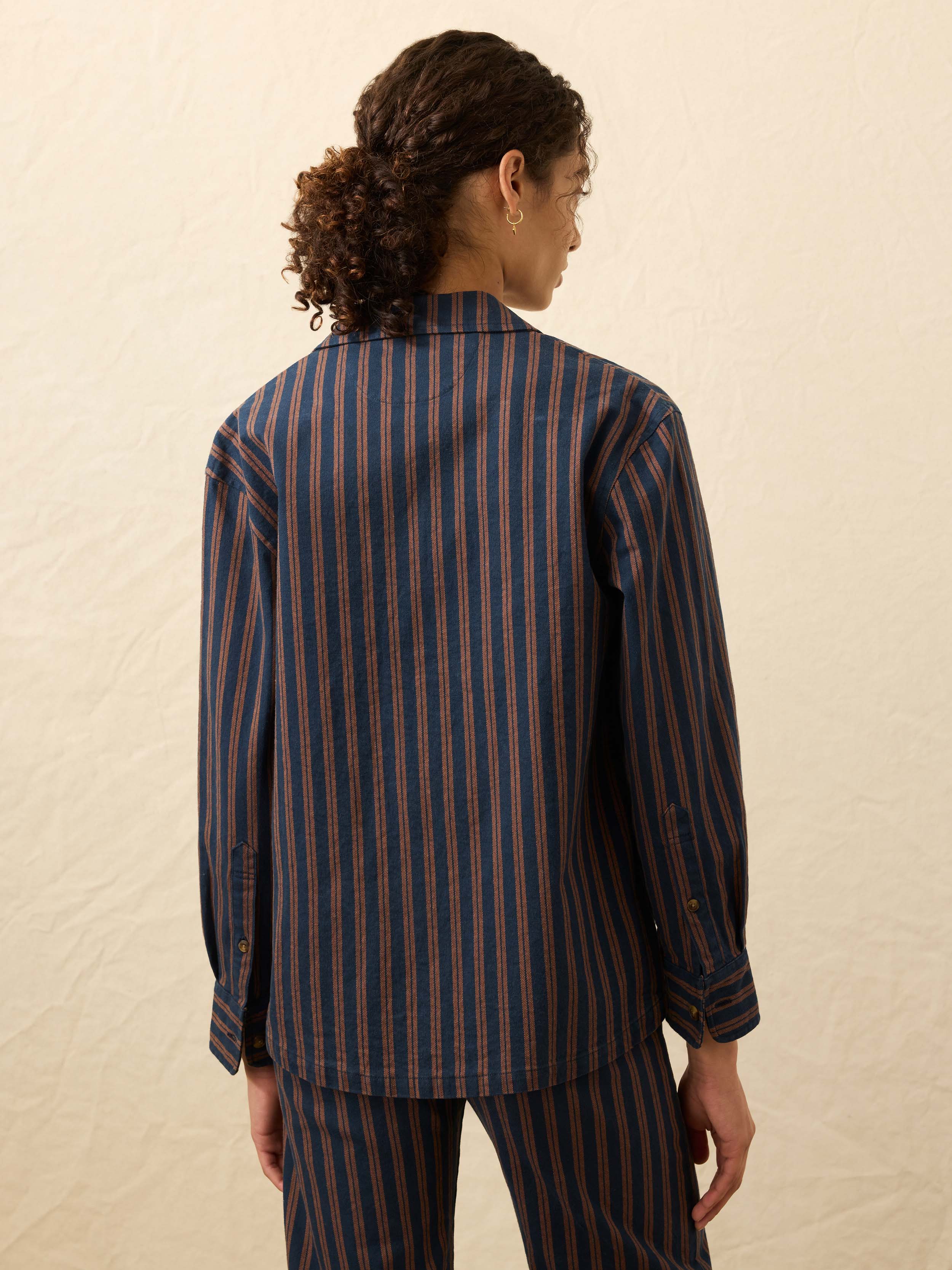 Twill Tide Camp Shirt - Midnight Shore Stripe