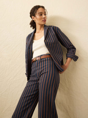 Twill Tide Camp Shirt - Midnight Shore Stripe