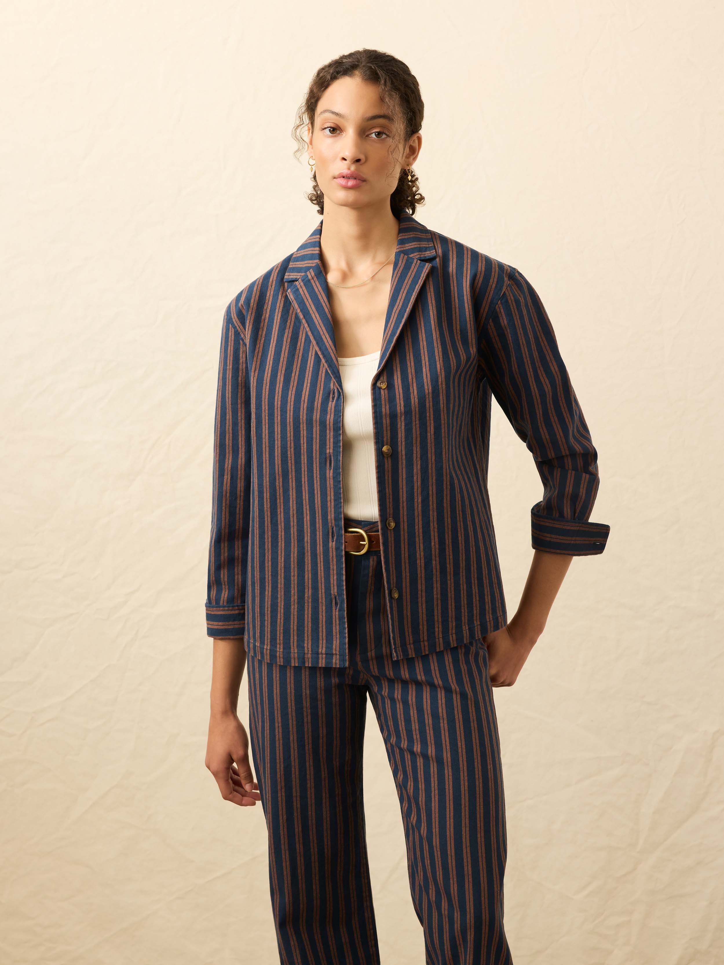 Twill Tide Camp Shirt - Midnight Shore Stripe