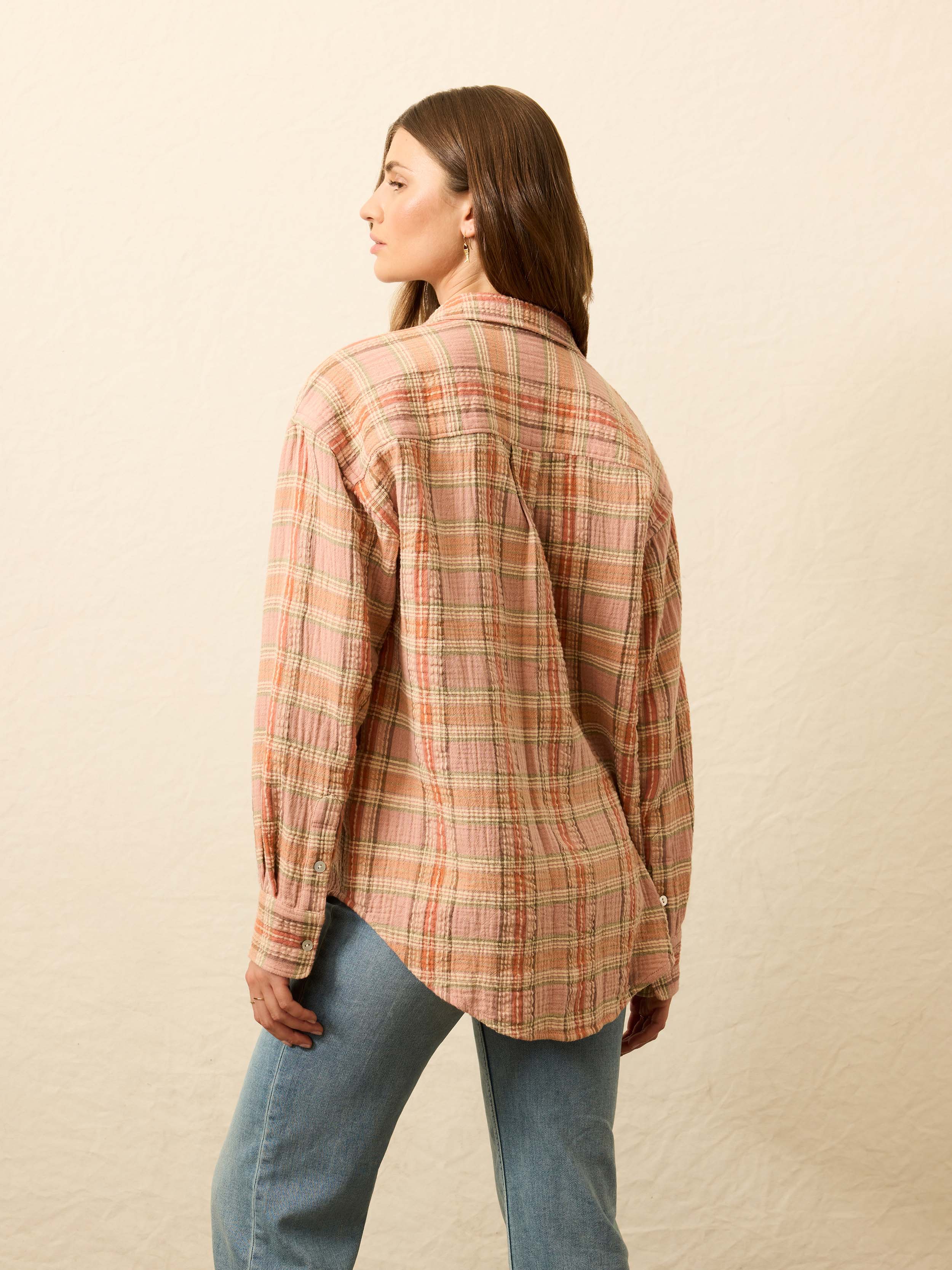 Faherty  Dune Cotton Gauze Relaxed Shirt レディース シャツ トップス Blue Cove Plaid Dune Cotton Gauze Relaxed Shirt - Blue Cove Plaid | Faherty