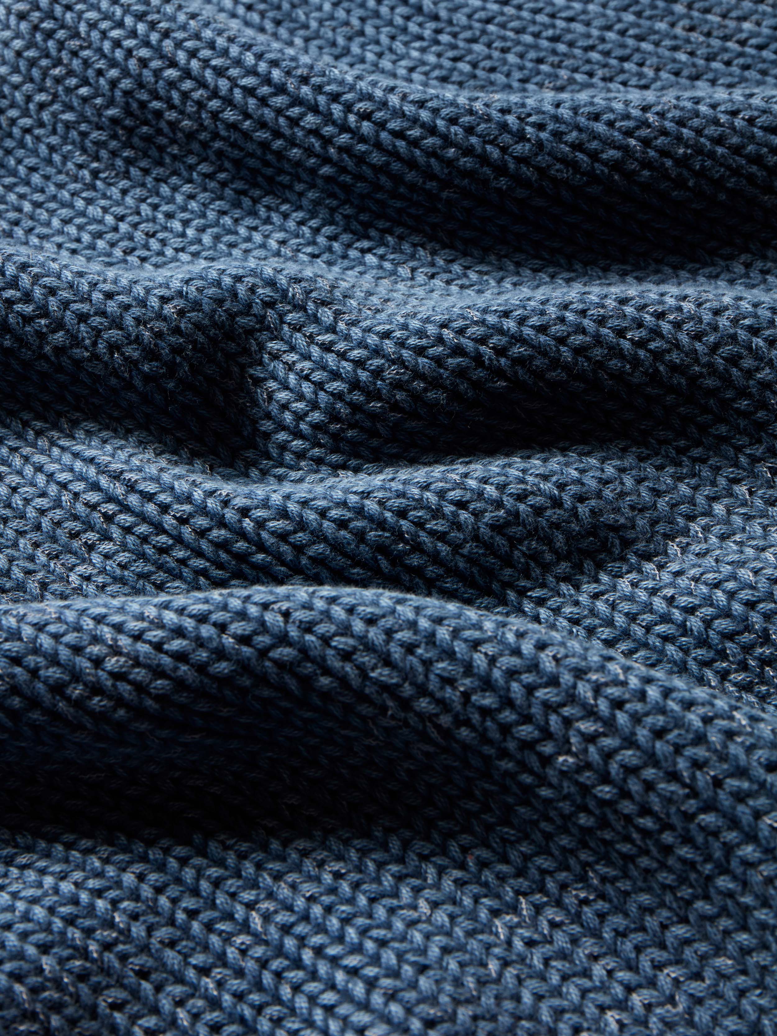 Sunwashed Cotton Roll Neck Sweater - Blue