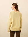 Sunwashed Cotton Roll Neck Sweater - Lemon Sorbet