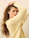 Sunwashed Cotton Roll Neck Sweater - Lemon Sorbet