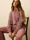 Sunwashed Cotton Roll Neck Sweater - Nostalgia Rose