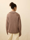 Miramar Linen Quarter Zip - Wood Smoke