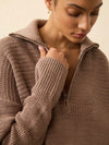 Miramar Linen Quarter Zip - Wood Smoke