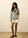 Miramar Linen Relaxed Polo - True Navy Stripe