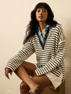 Miramar Linen Relaxed Polo - True Navy Stripe