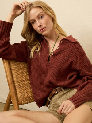 Miramar Linen Relaxed Polo - Smoked Paprika