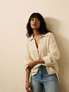 Miramar Linen Relaxed Polo Sweater - Summer Sand