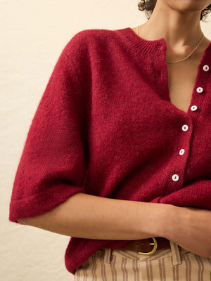 Après Alpaca Cardigan - Wine Rust