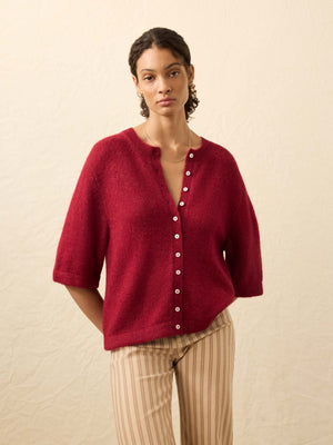 Apres Alpaca Cardigan - Wine Rust