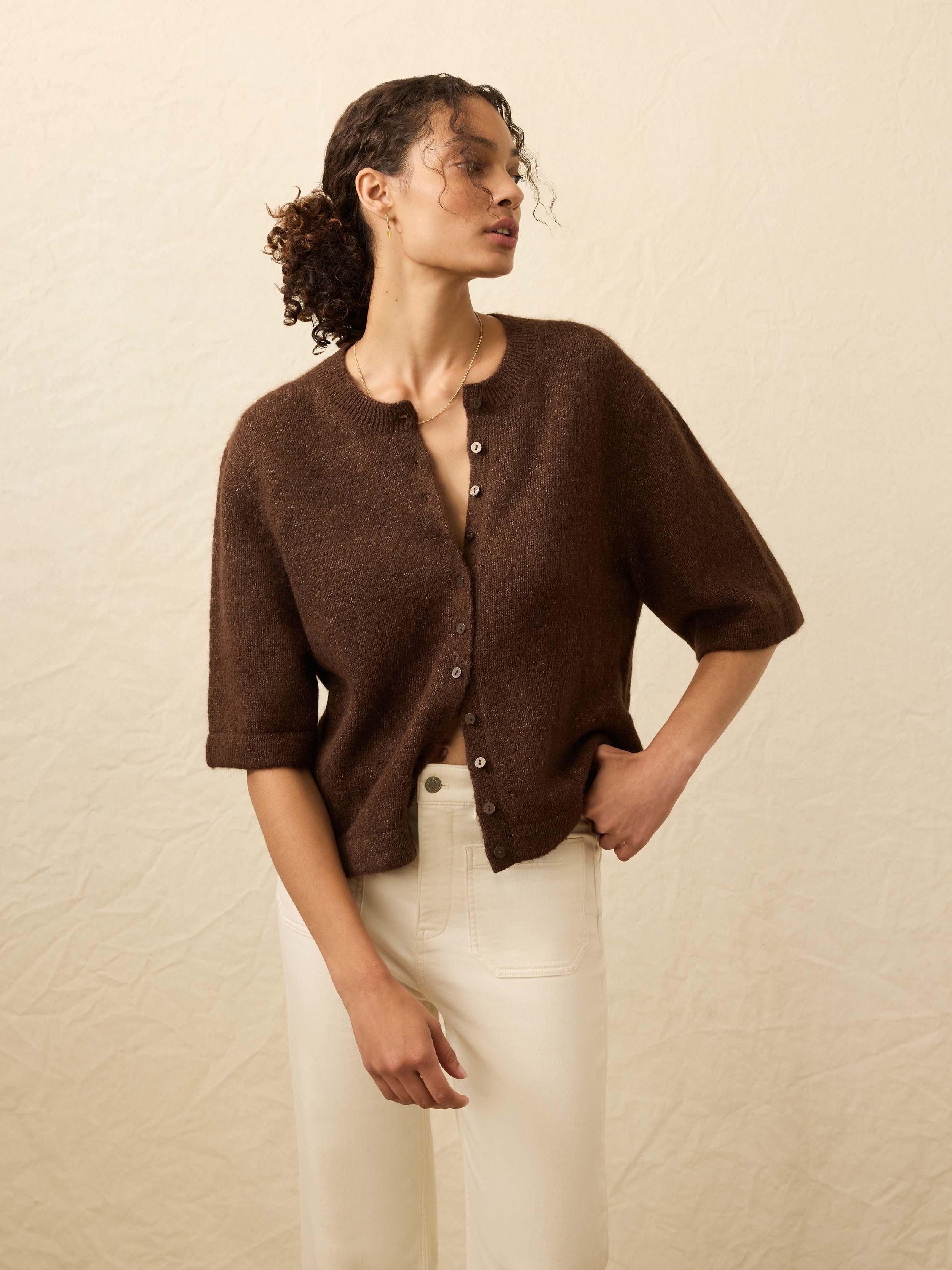 Apres Alpaca Cardigan - Walnut Brown