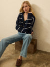 Jackson V Neck Popover - Norman Navy Stripe