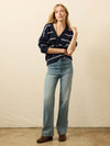 Jackson V Neck Popover - Norman Navy Stripe
