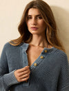 Sunwashed Cotton Fisherman Henley - Blue
