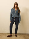 Sunwashed Cotton Fisherman Henley - Blue