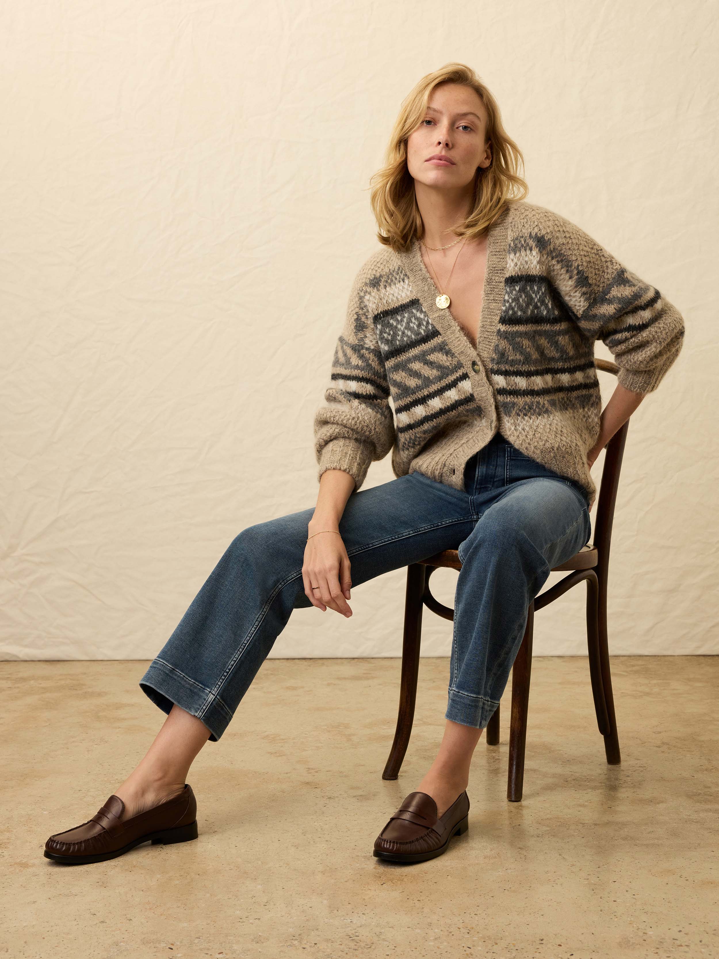 Snow Ridge Fairisle Cardigan - Cabin Heather