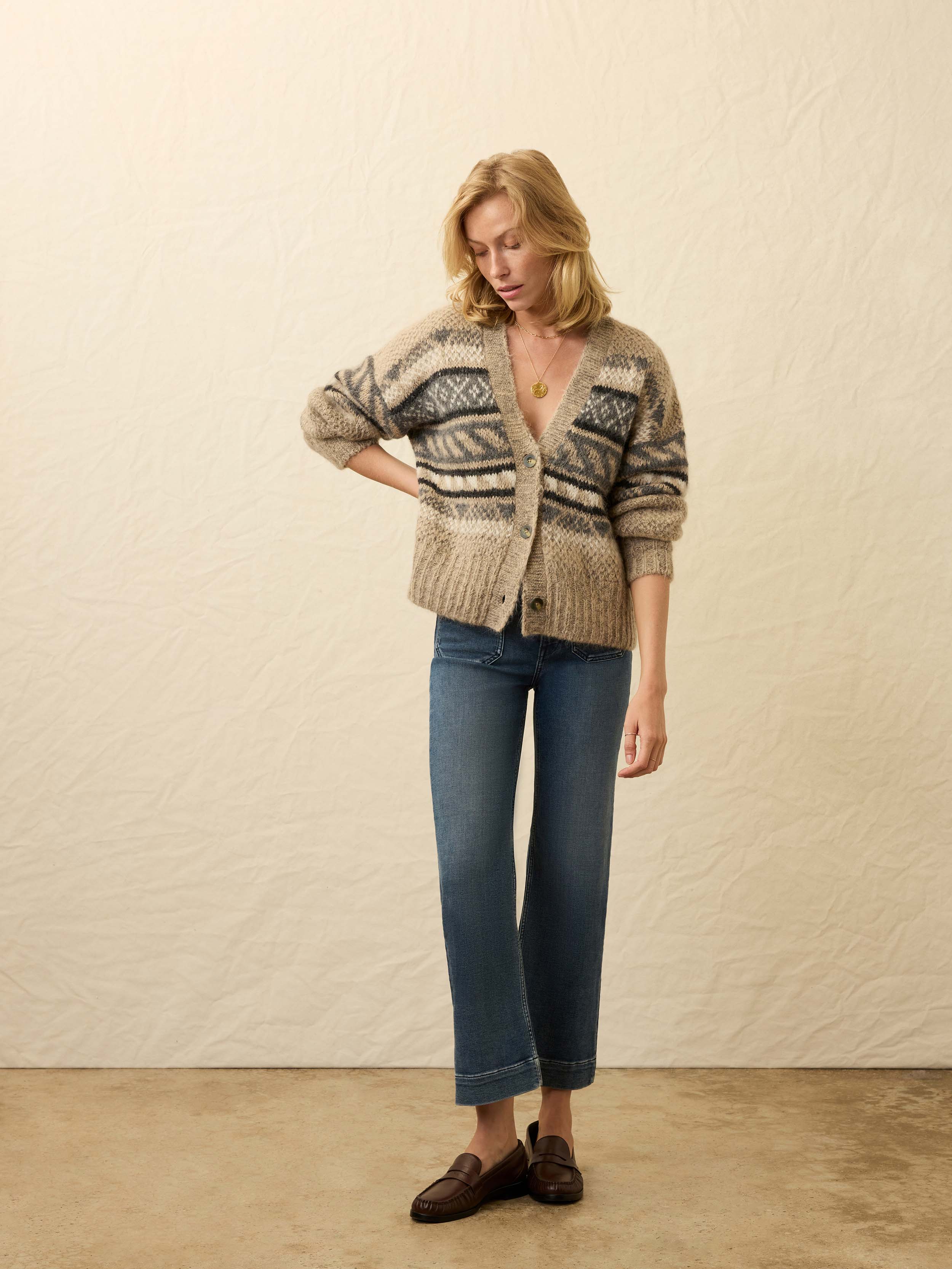 Snow Ridge Fairisle Cardigan - Cabin Heather