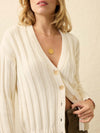 Sunwashed Cotton Laidback Cardigan - Egret