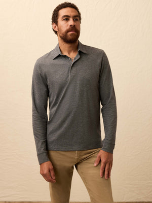 Long-Sleeve Movement™ Pique Polo - Dusty Iron Heather