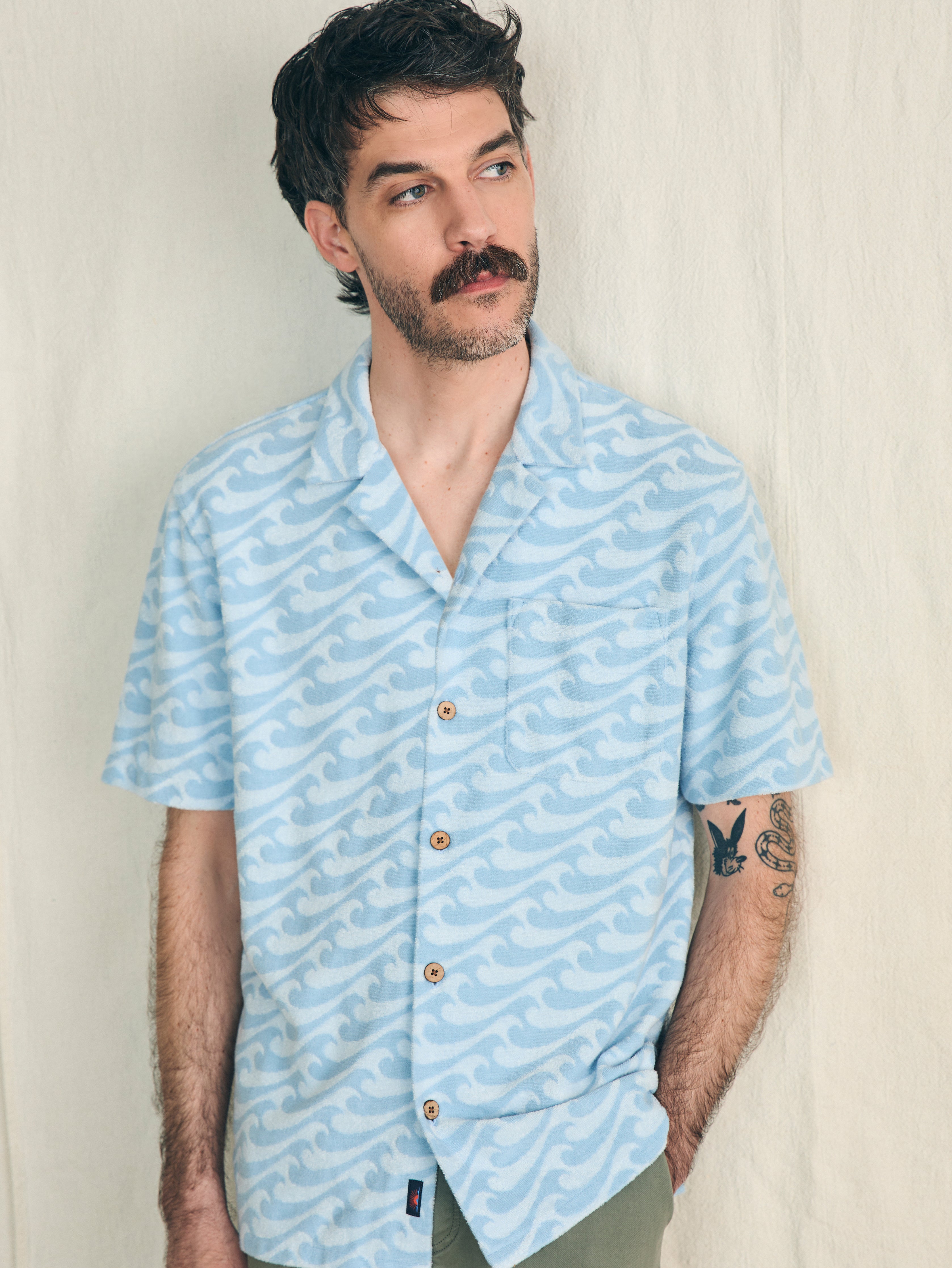 Short-Sleeve Cabana Towel Terry Shirt