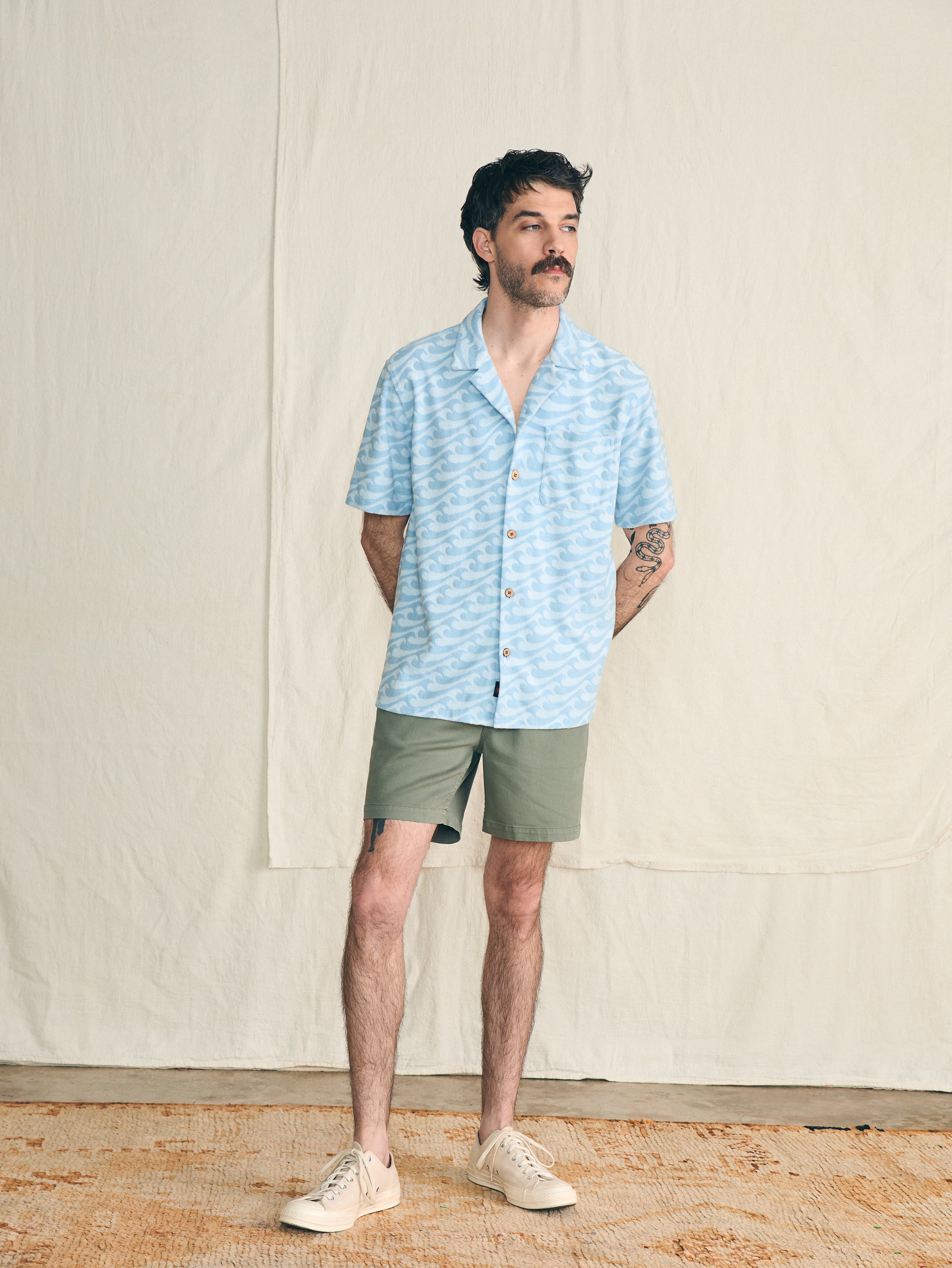 Short-Sleeve Cabana Towel Terry Shirt