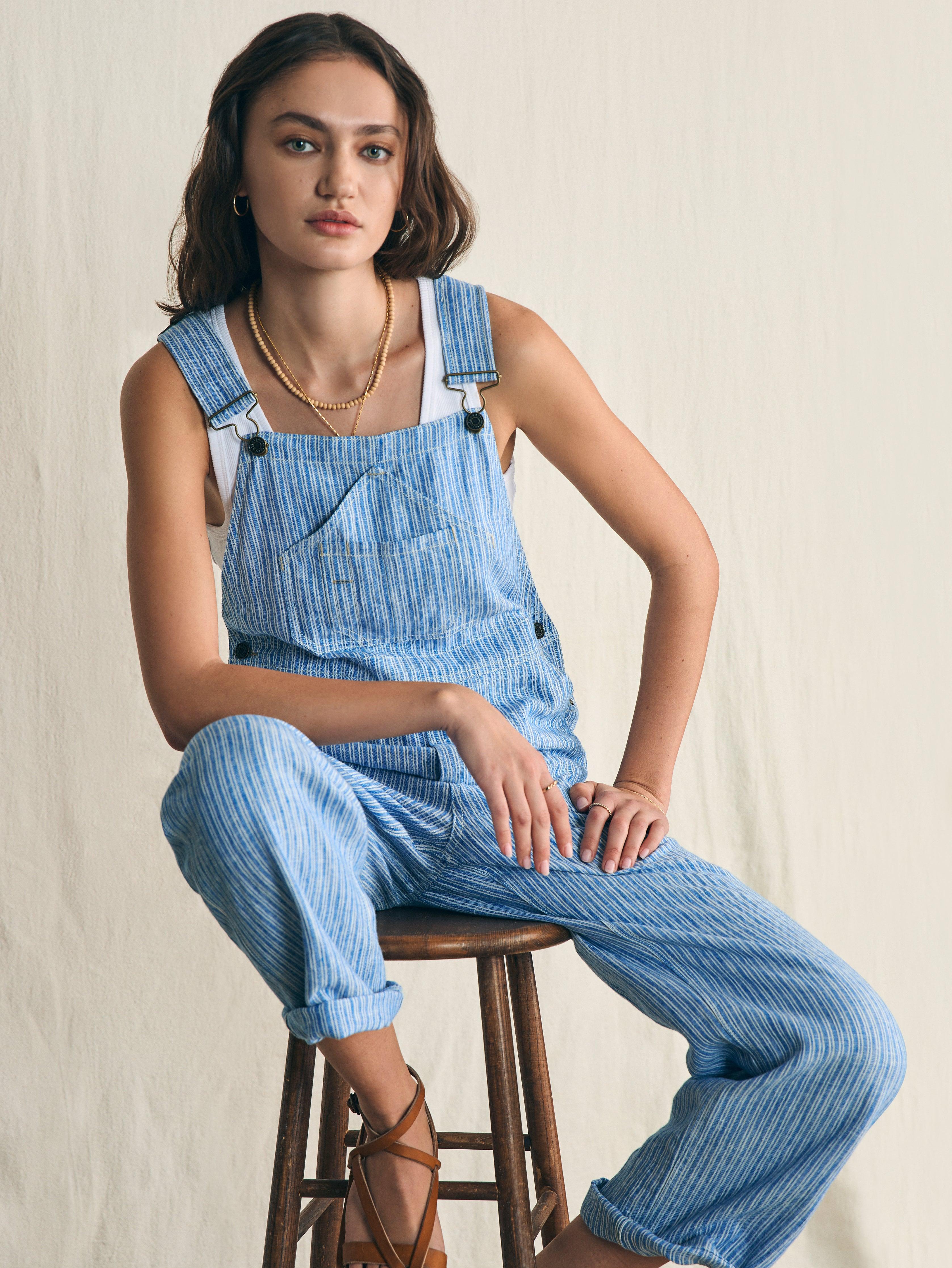 Linen Mechanic Overall - Skyway Railroad Stripe