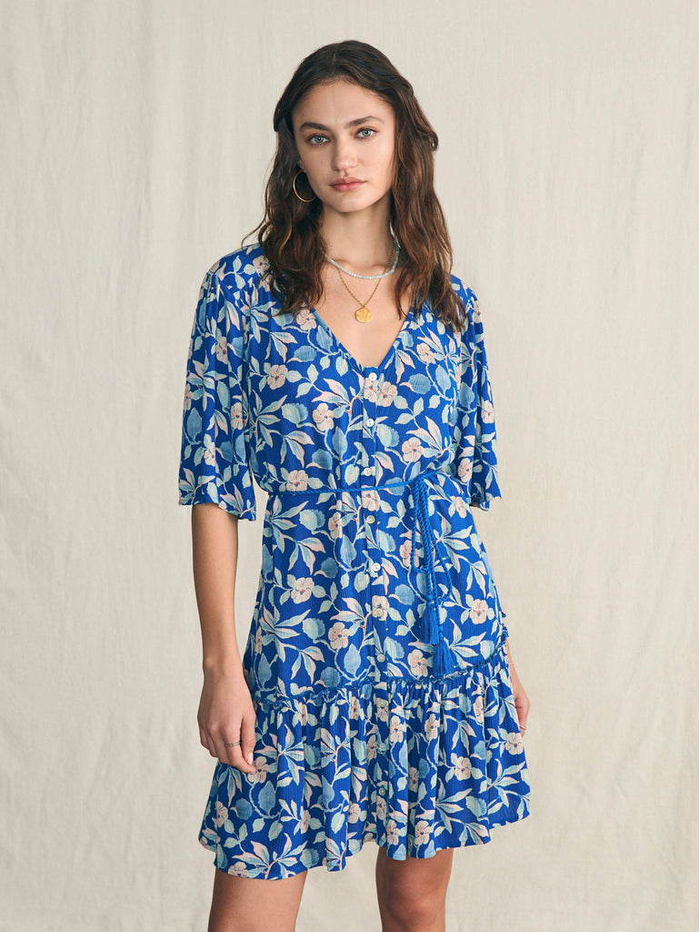 Orinda Mini Dress Blue Ginger Floral Faherty Brand