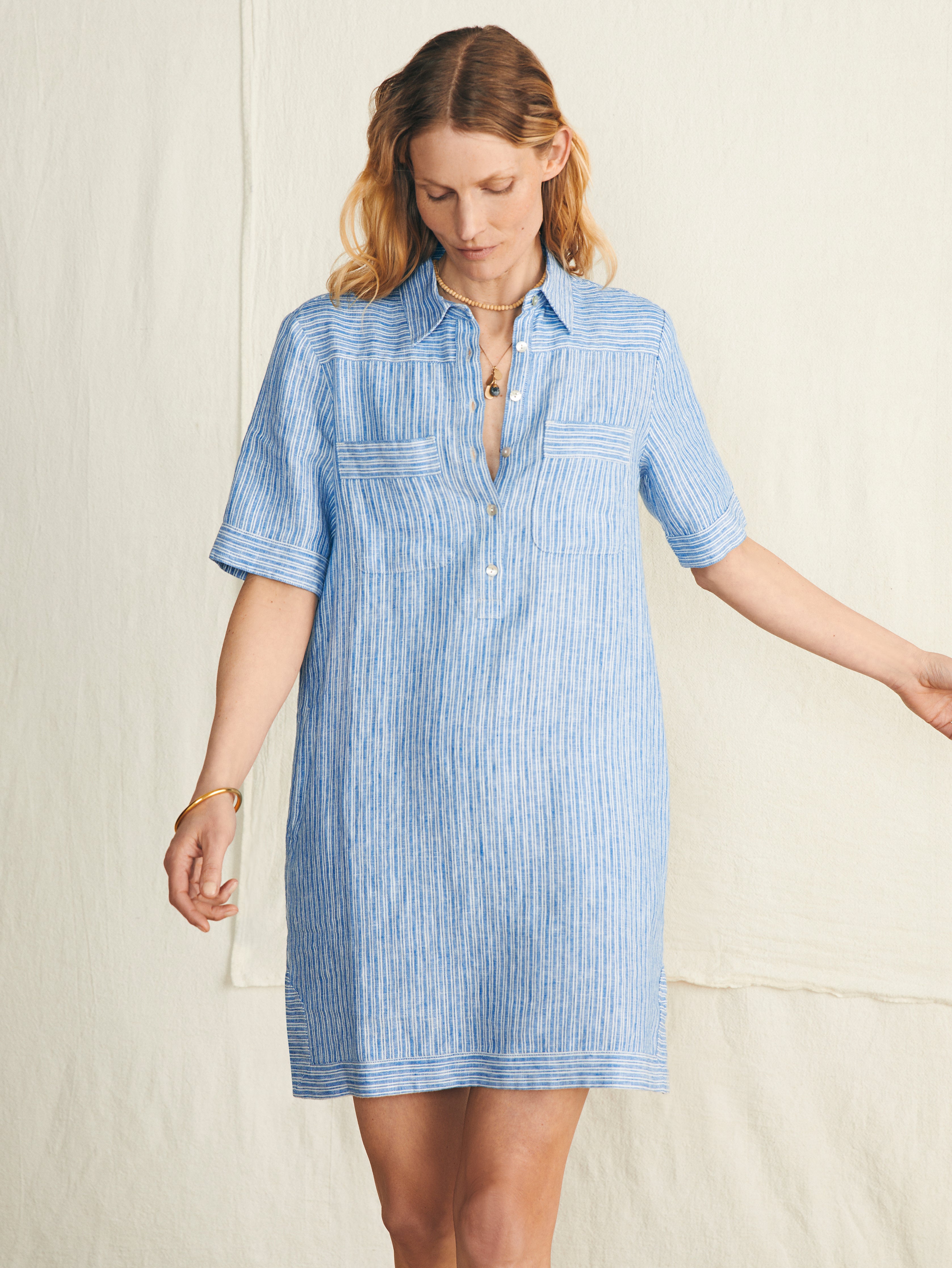 Rae Dress - Skyway Railroad Stripe