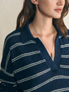 Miramar Linen Polo Sweater - Navy Mystic Stripe
