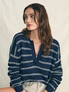 Miramar Linen Polo Sweater - Navy Mystic Stripe