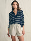 Miramar Linen Polo Sweater - Navy Mystic Stripe