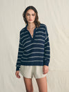 Miramar Linen Polo Sweater - Navy Mystic Stripe