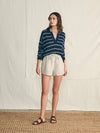 Miramar Linen Polo Sweater - Navy Mystic Stripe