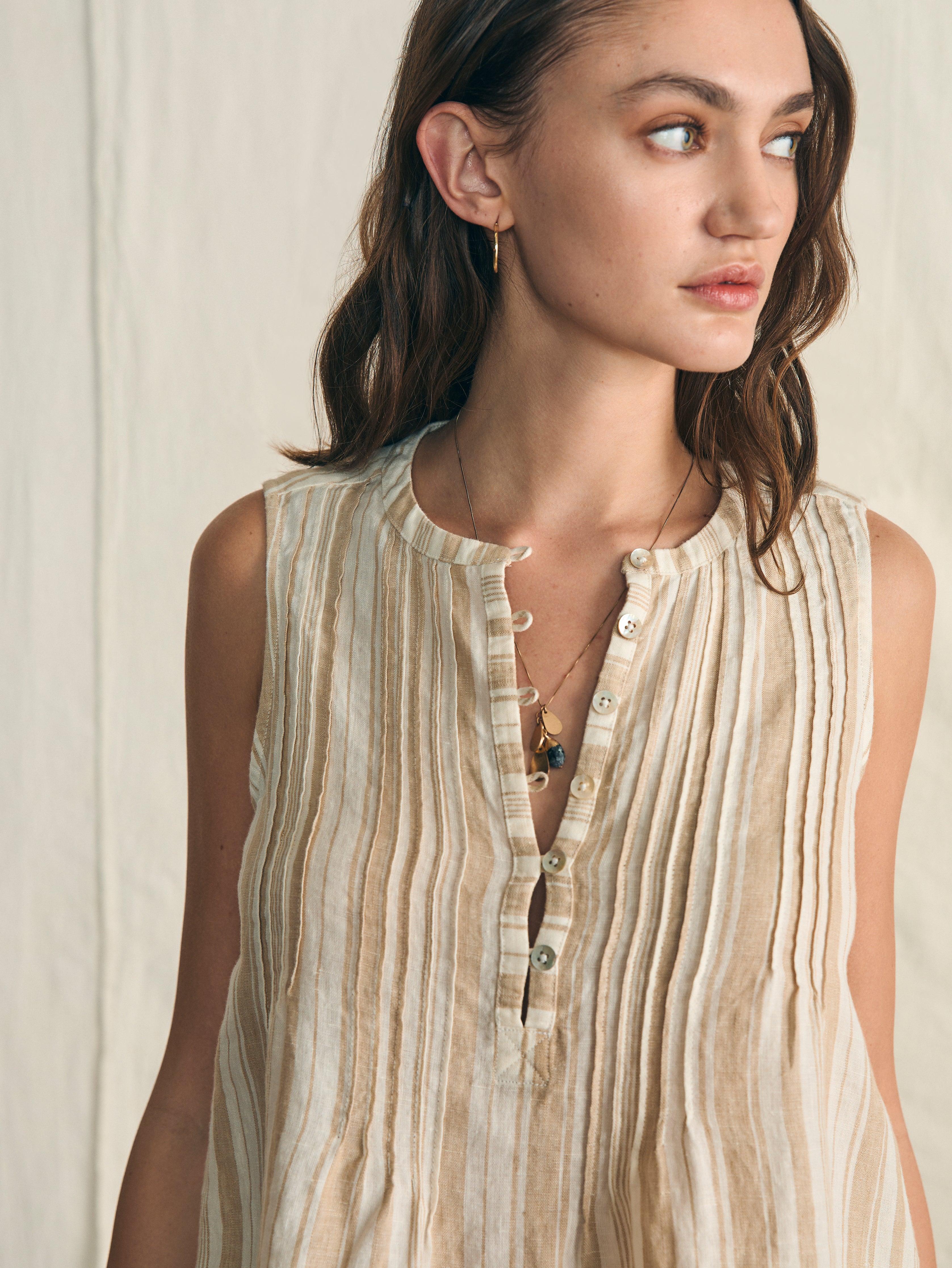 Isha Top - Natural Bombay Stripe