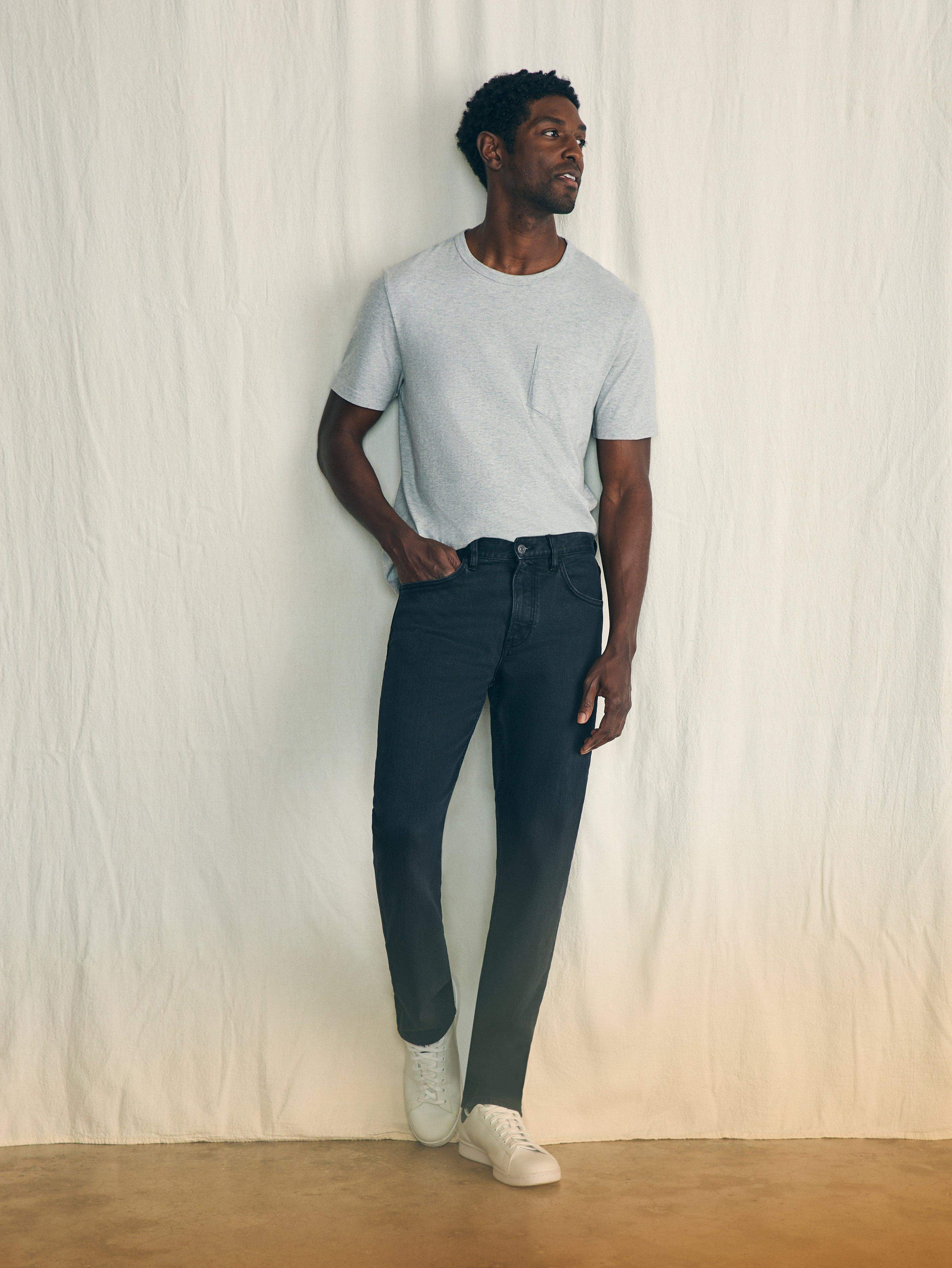 Organic Cotton Slim Straight Denim (30" Inseam) - Black Smoke Wash