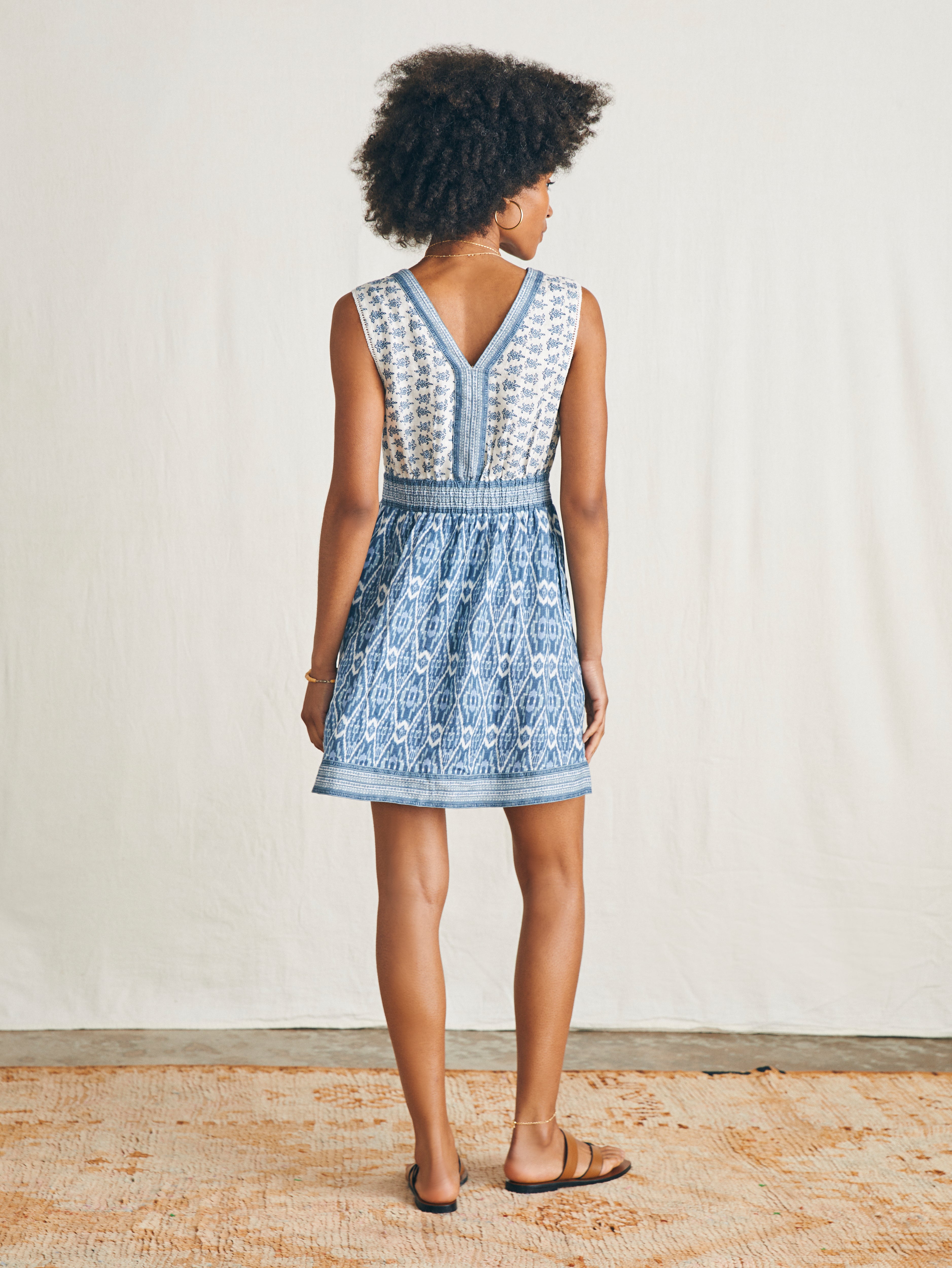 Macey Dress - Blue Clara Ikat