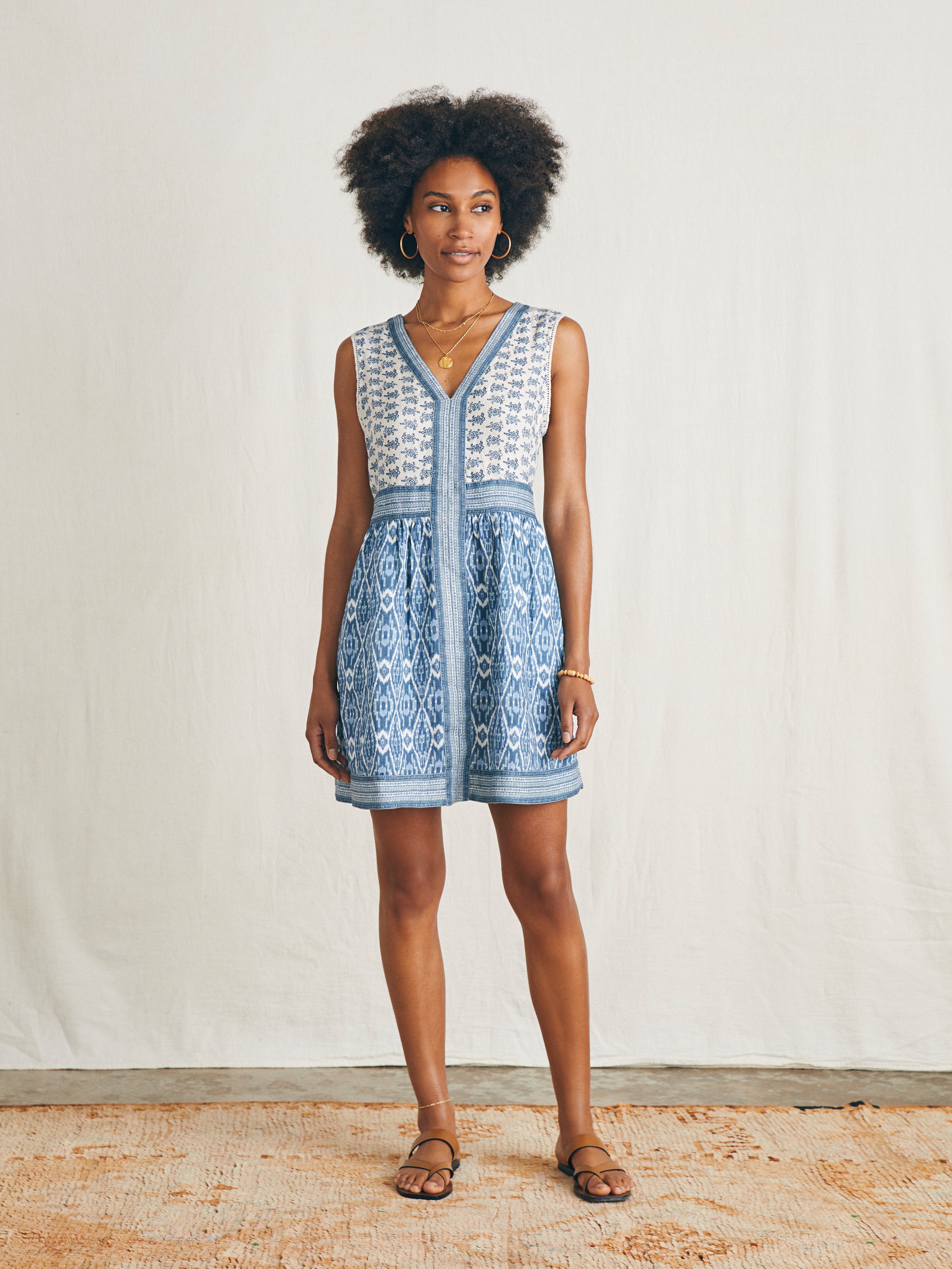 Macey Dress - Blue Clara Ikat