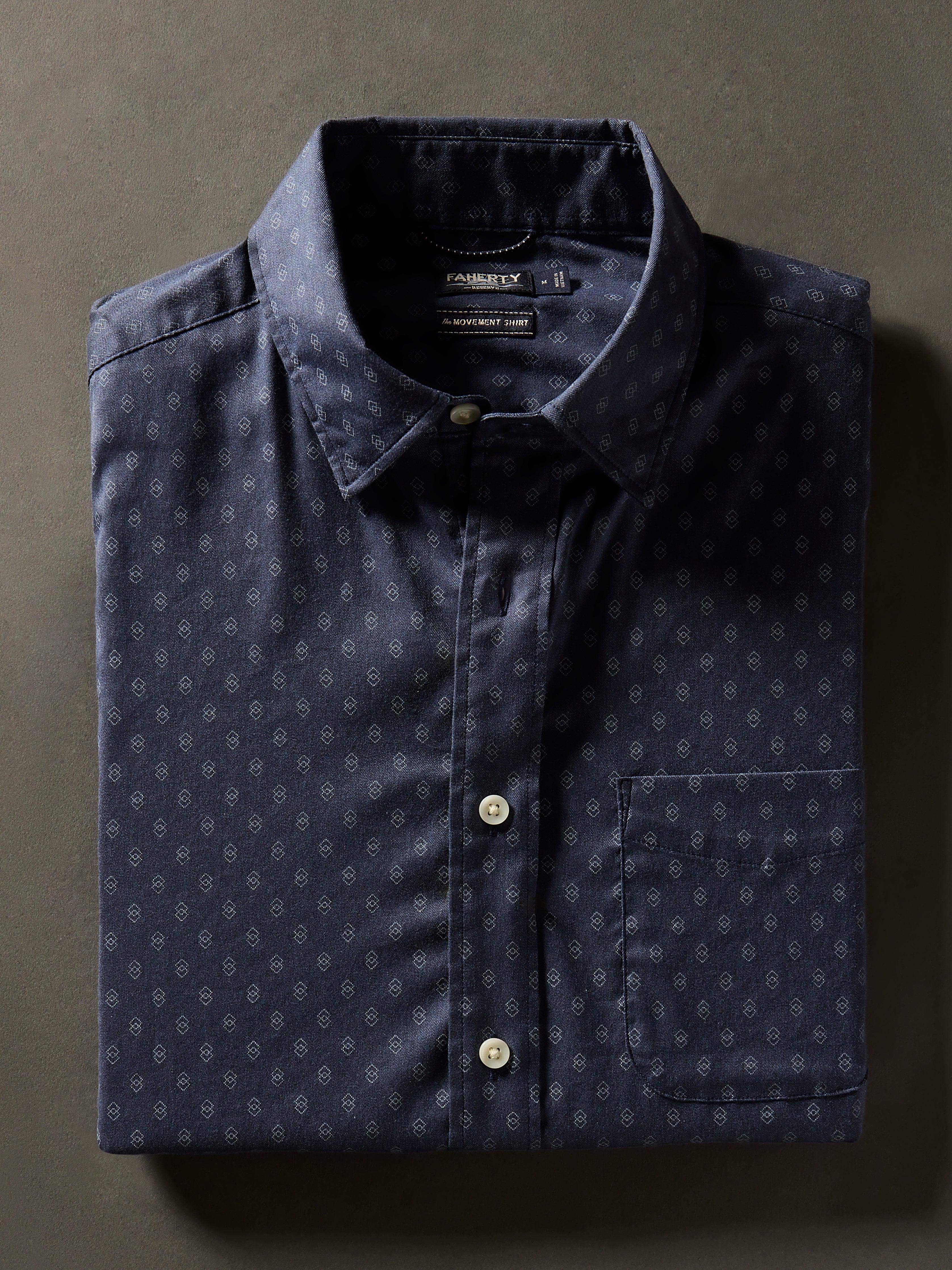 Short-Sleeve Movement Shirt (Tall) - Navy Dusk Diamond Print