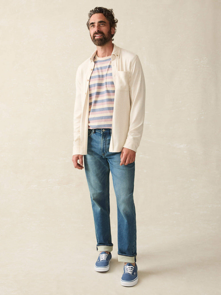 Stretch Terry 5-Pocket Athletic Fit Pant - Indigo Ocean Wash | Faherty ...