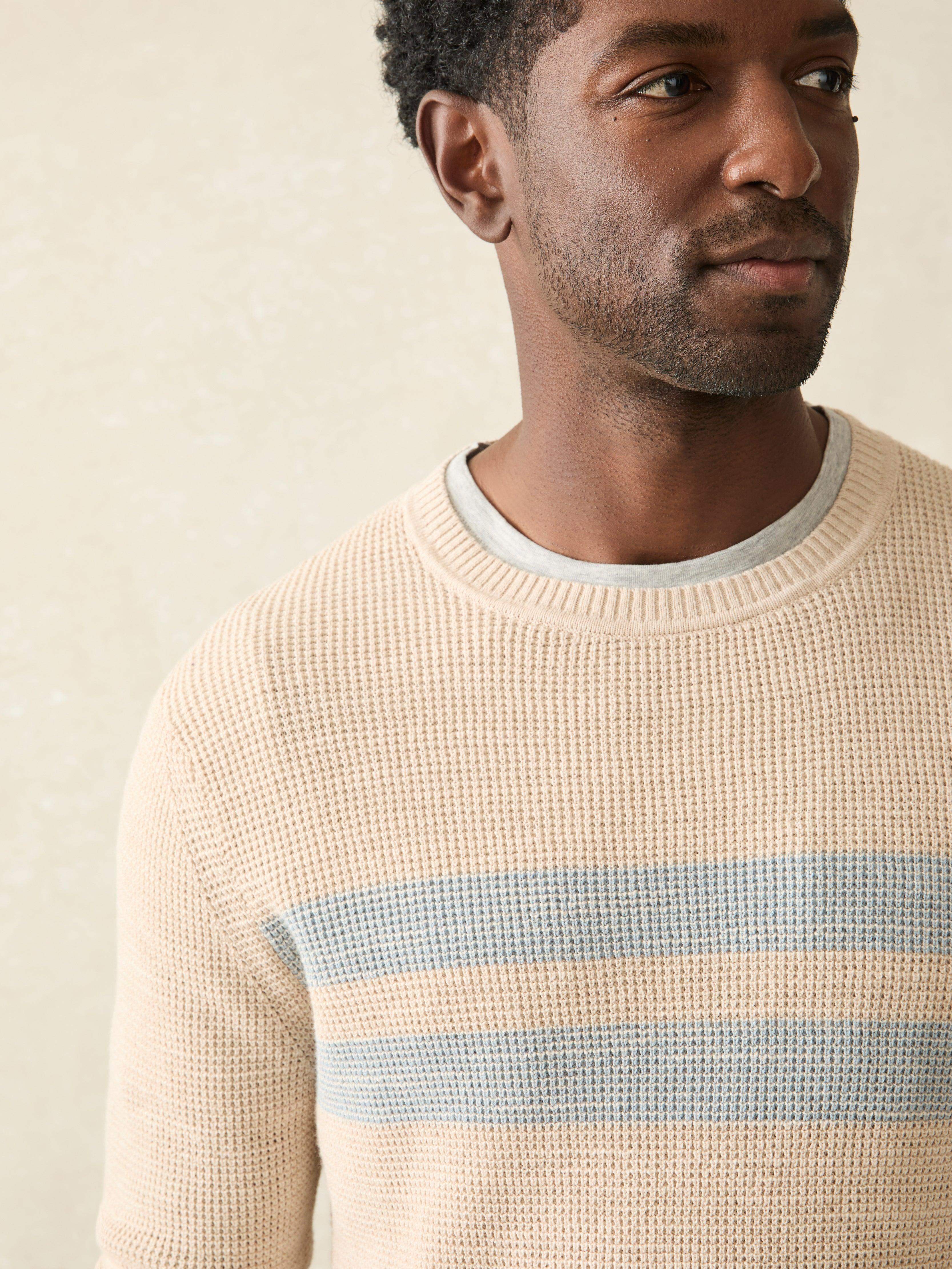 Sunwashed Crewneck Sweater - Dune Natural Surf Stripe